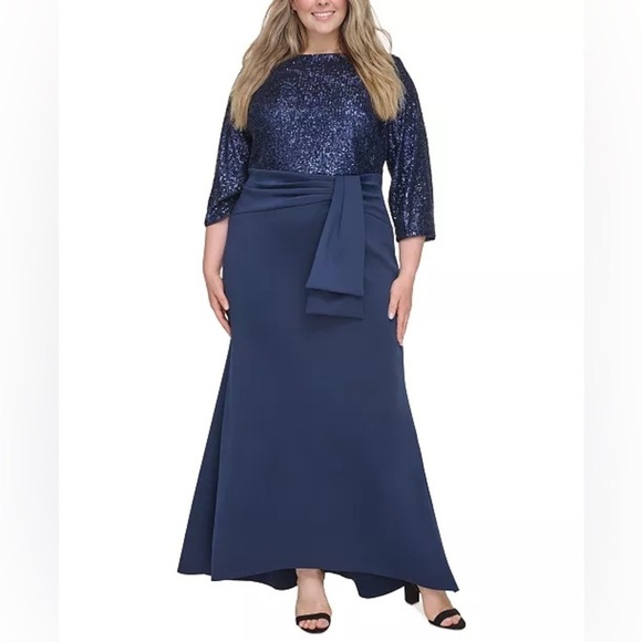 Eliza J Dresses & Skirts - Eliza J Plus Size Sequin Bodice Gown Midnight Blue Maxi Dress 20W